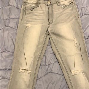 Faded ash grey ripped jeans